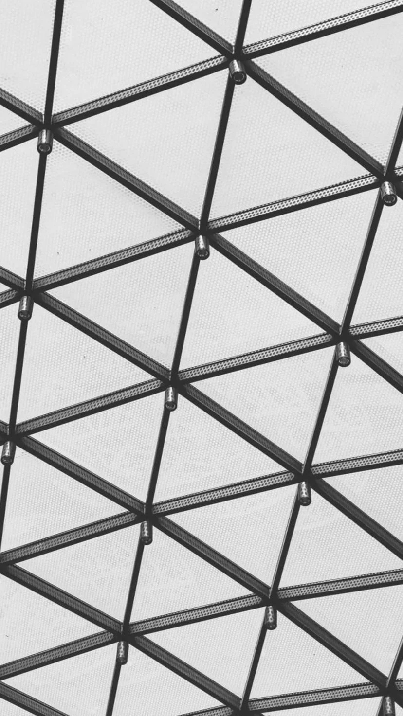 Black and white triangular roof structure, W:9 H:16, photograph 69